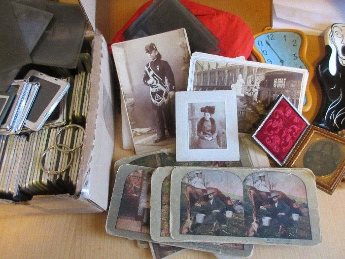 Vintage photos, glass slides, tin types,Stereo scope cards