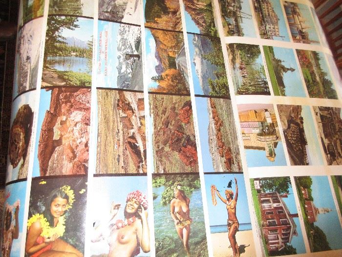 Large poster size of uncut vintage postcards