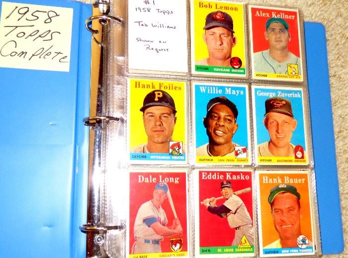 1958 TOPPS BASEBALL CARDS, COMPLETE, NO HIGH CARDS