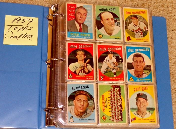 1959 TOPPS BASEBALL CARDS, COMPLETE, NO HIGH CARDS