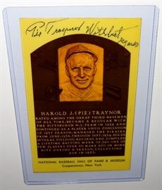 HAROLD J. (PIE) TRAYNOR AUTOGRAPH MLB HALL OF FAME PLAQUE CARD