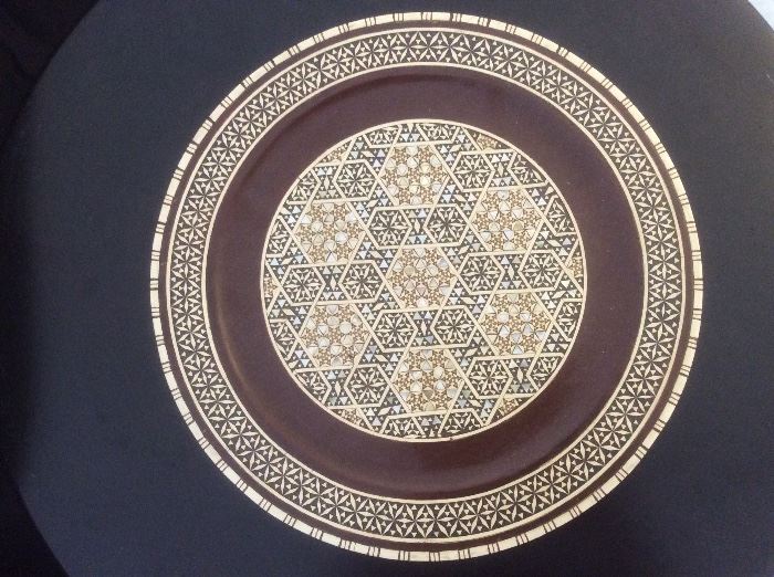 Inlaid mother-of-pearl plate; excellent condition  012