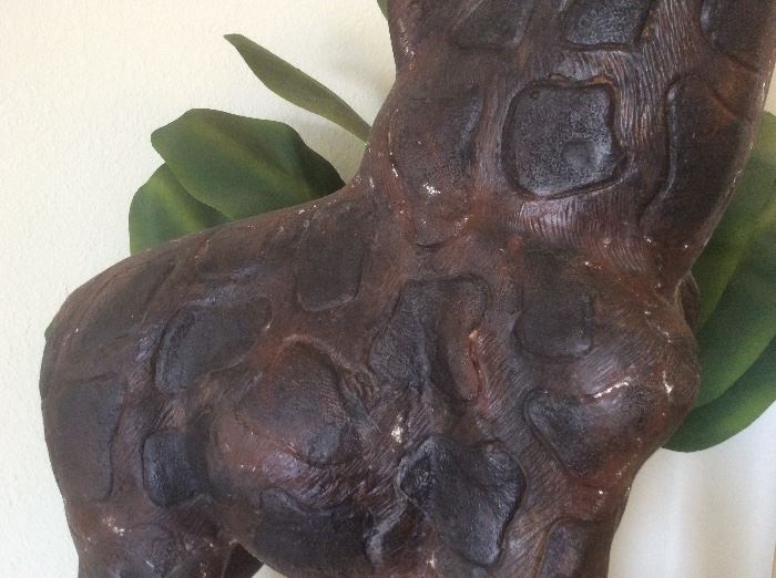 Close up of bronze giraffe