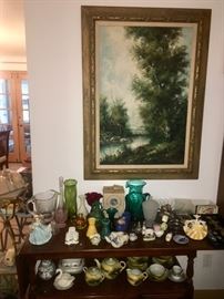 Glassware, Original Signed Oil Painting, Teas Set