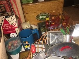  Vintage Toys, Marbles, Jacks, Little Orphan Annie Original Complete Cookware Set
