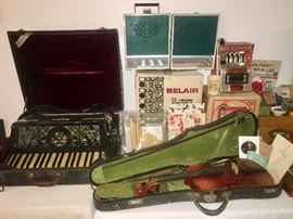 Musical instruments accordion, violin