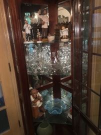 Fenton Hobnail Fluted Serving Bowl. Pharmacist Figurines, EAPG Glassware