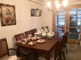 Dining table  8 chairs Johnson Bros Old English Countryside + Set Of Haviland China!