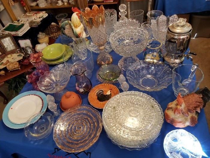 Lots of crystal serving dishes include Waterford