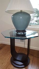 glass topped end table set