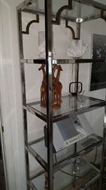 Mid Century glass and chrome shelving unit