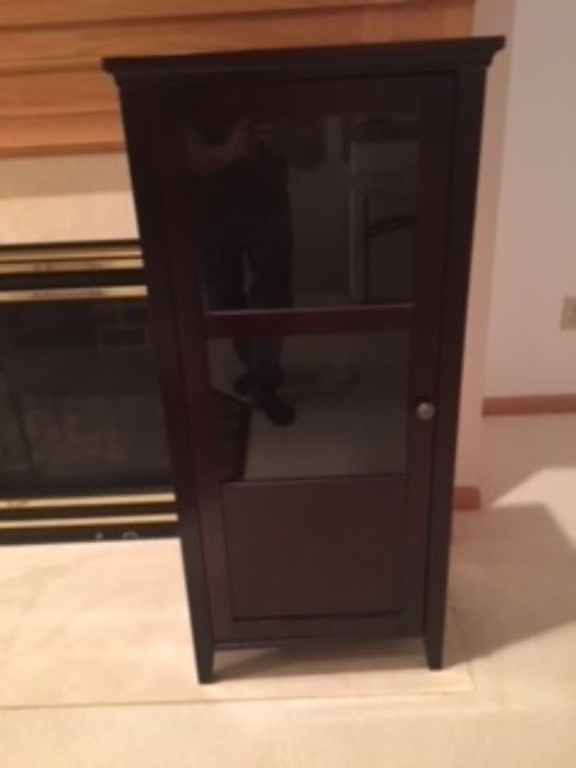 Small, Glass Front Door, Bookcase.