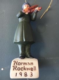 A Dave Grossman Design "Fiddler" from a Norman Rockwell's The Saturday Evening Post cover Christmas Ornament, Sign by Dave Grossman.NIB.