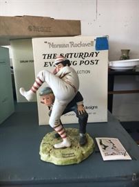  A Dave Grossman Design from a Norman Rockwell's The Saturday Evening Post cover "100 Years of Baseball" Porcelain Figurine, NIB.
