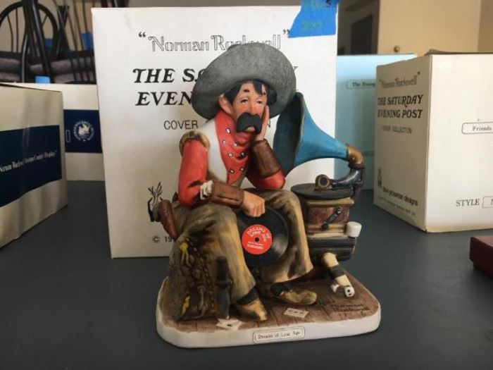  A Dave Grossman Design from a Norman Rockwell's The Saturday Evening Post cover "Dreams of Long Ago" Porcelain Figurine, Sign by Dave Grossman, NIB