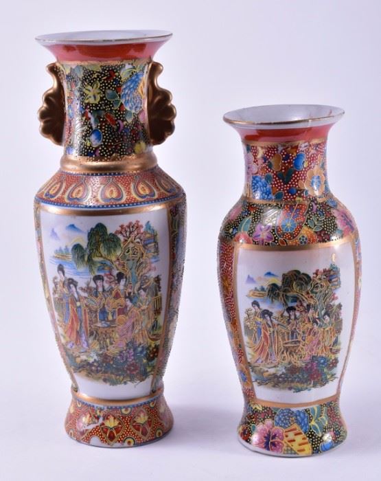 Lot 11:  Two Enameled Oriental Vases
