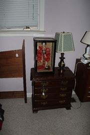 1 of several mahogany small bedside cabinets with drawers