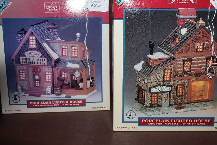 many Christmas Village pieces some with original boxes