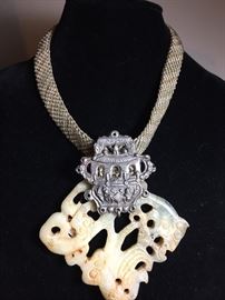 Antique bone and Sterling necklace