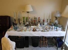 Some older pieces are on this table and a few clowns hoping for a new home.