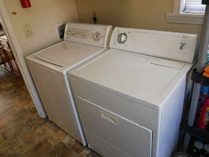 Washer and Dryer in full working order. I do not know how old but looks very recent.