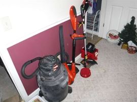 Wet/Dry Vac, blower/trimmer weed whacker and the proper batteries that I re-charged last weekend.