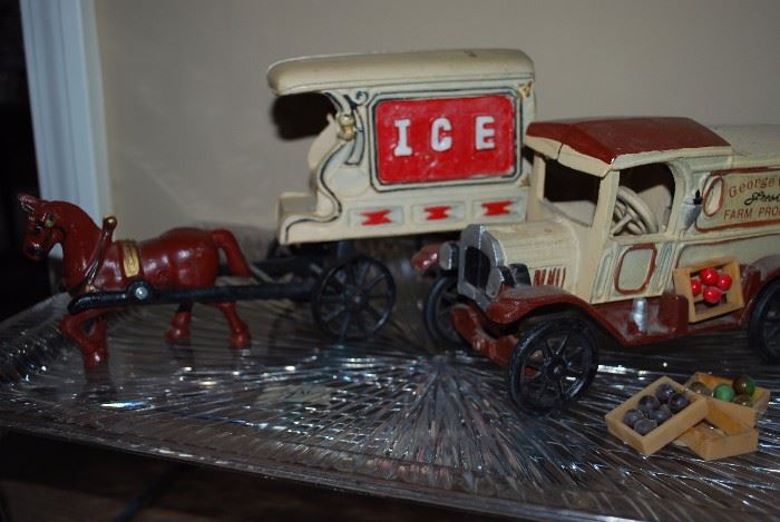 Cast iron horse drawn ice buggy