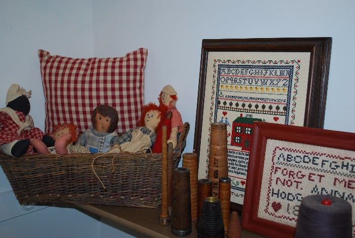 Lots of sweet antique cloth dolls