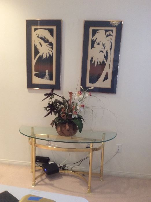 Gold and glass console table