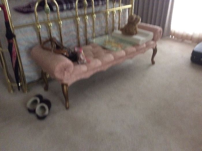 Pink end of bed sofa