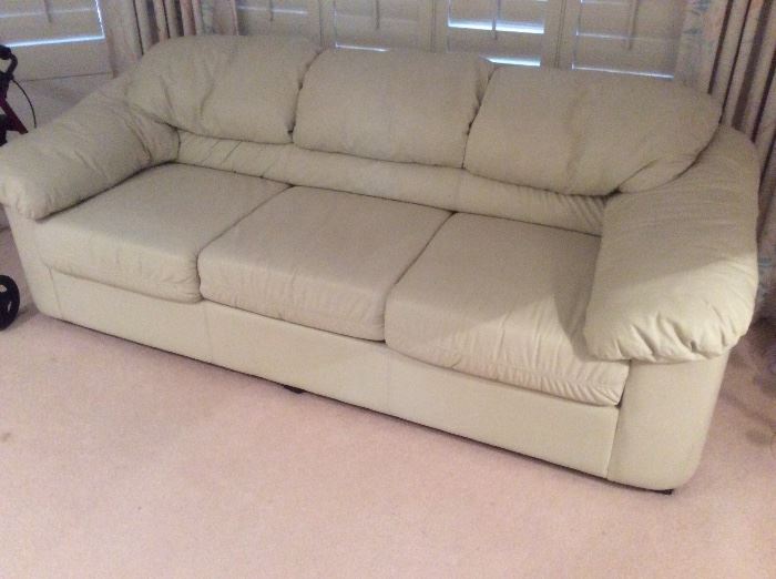 Off white leather sleeper sofa