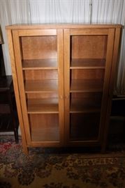 WOODEN GLASS FRONT PANTRY CABINET