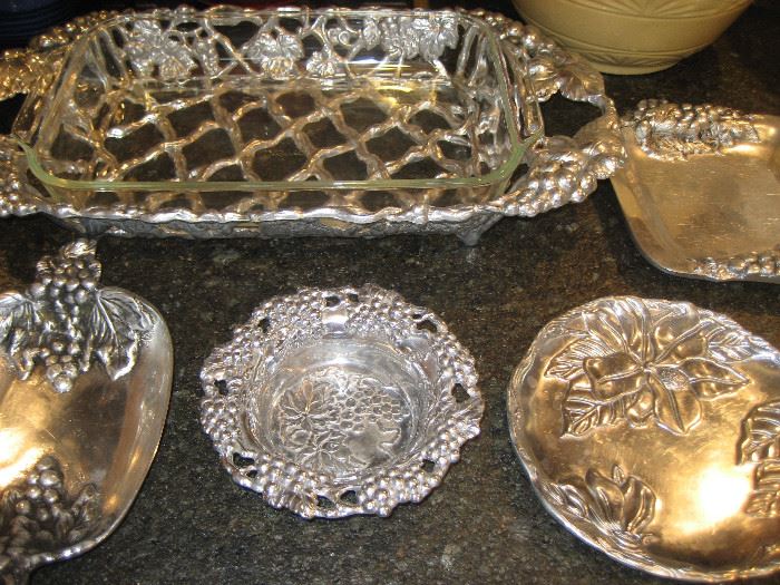 Ornate metal serving pieces