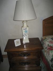 Night stand with vintage lamp