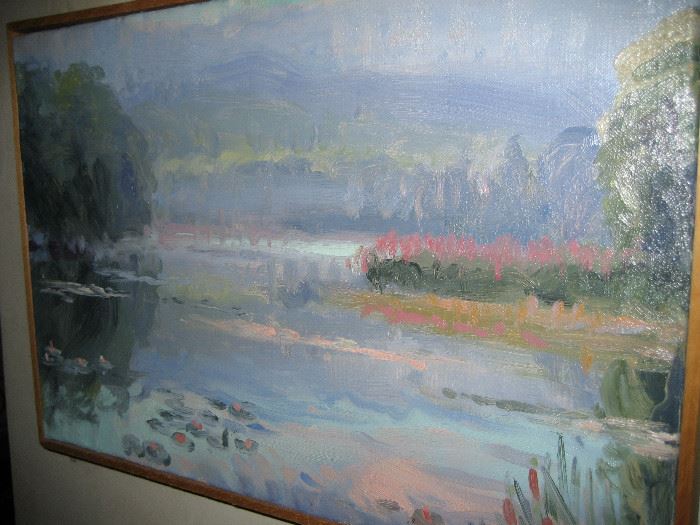 Framed oil in the style of Monet