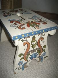 Wooden stool with Rosemaling