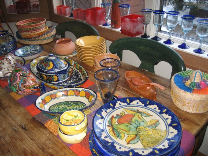 Hand painted Mexican pottery dishes