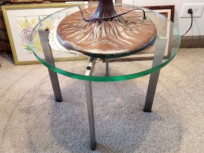 Chrome and glass accent table