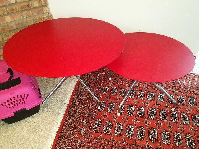 Modern round red tables