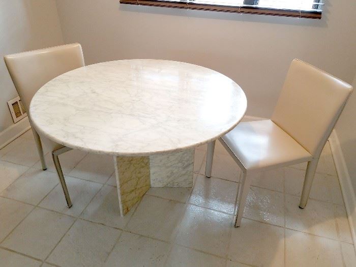 Marble pedestal table