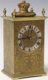 9018 - F.W.ELLIOT, ENGRAVED ENGLISH CLOCK, 7" H
