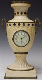 9031 - 19TH CENTURY FRENCH MARBLE CLOCK W/ LAPIS & BRONZE