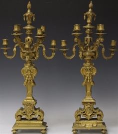 9033 - PAIR OF 19TH C. FRENCH CAST BRONZE CANDELABRAS