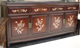 9161 - CHINESE TEAK & MOTHER OF PEARL INLAY SIDEBOARD