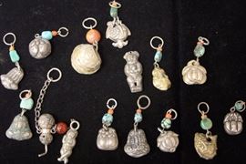 9166 - LOT OF (15) CHINESE SILVER BELLS & ORNAMENTS