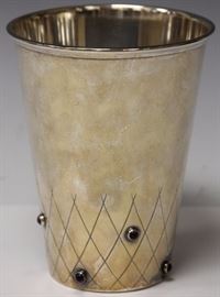9197 - MID-CENTURY SWEDISH SILVER JEWELED CUP