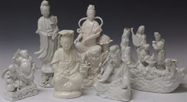 9250 - LOT OF (6) CHINESE BLANC DE CHINE STATUES