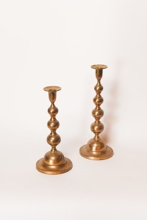 Set Of Ornate Solid Brass Candlesticks