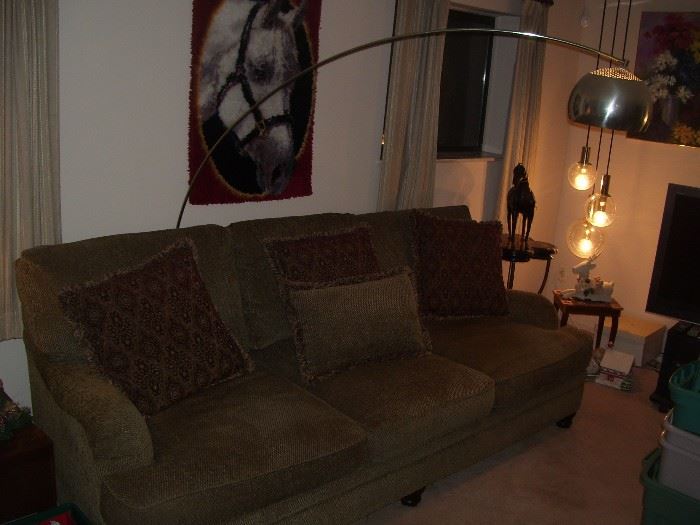 Good condition sofa and vintage lights.