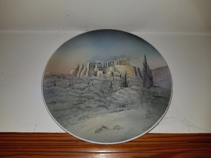 hand painted antique platter 